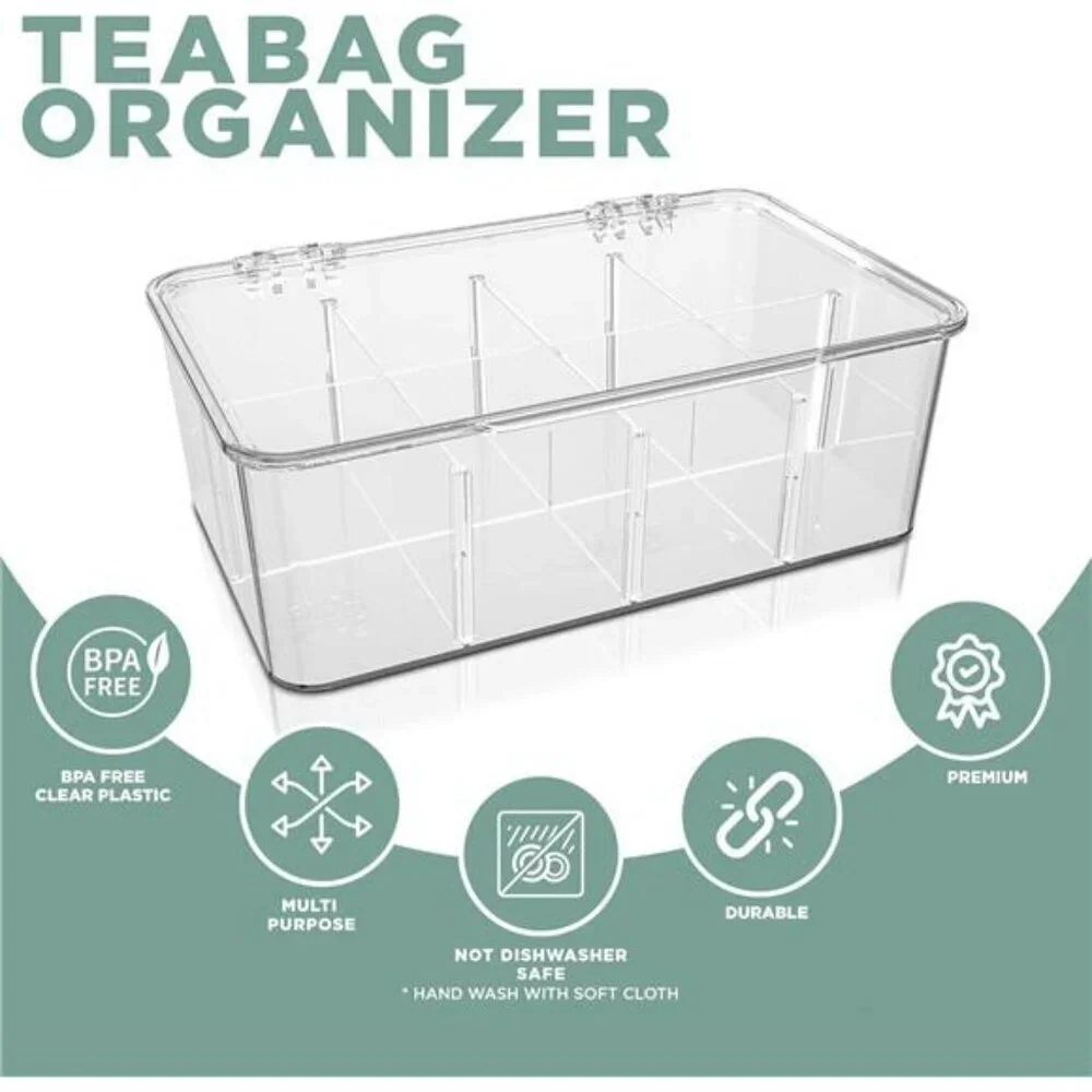 Utopia Home Tea Bag Organizer 2 Pack Stackable Clear Storage Kitchen Organizer